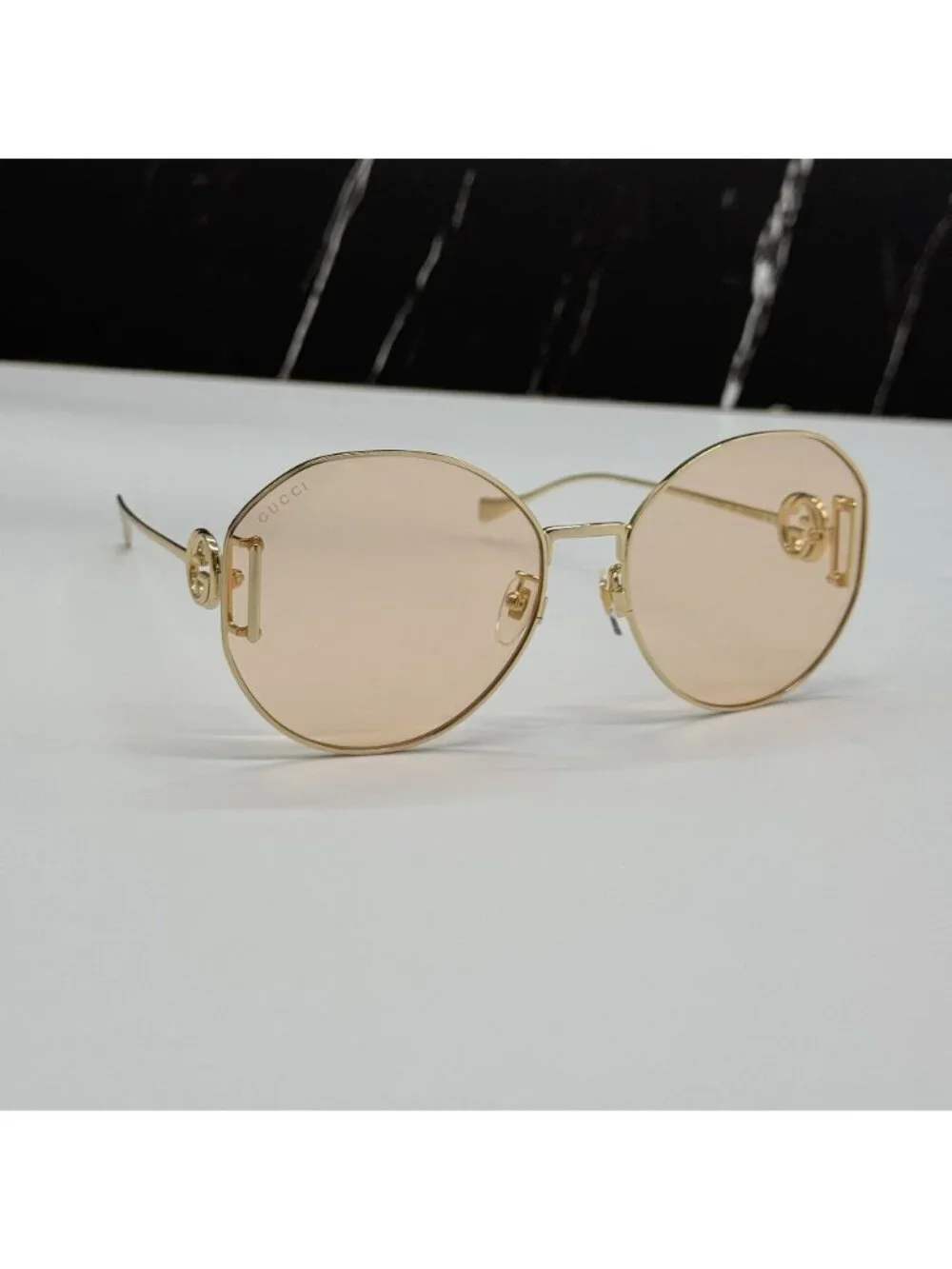 New Gucci GG1206SA 004 Women Oversized Gold Cream Sunglasses